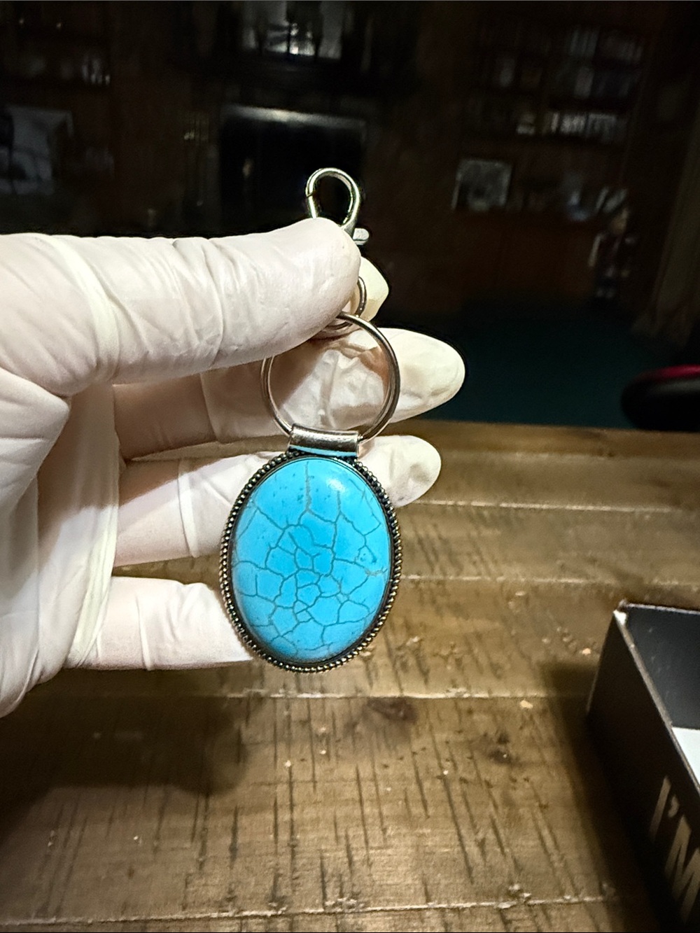 Turquoise Oval Pendant keychain